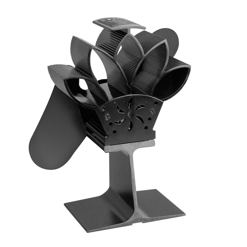 Thermal Power Fireplace Fan Heat Powered Wood Stove Fan for Wood/Log Burner /Fireplace Eco Friendly Two-Leaf Fans Black