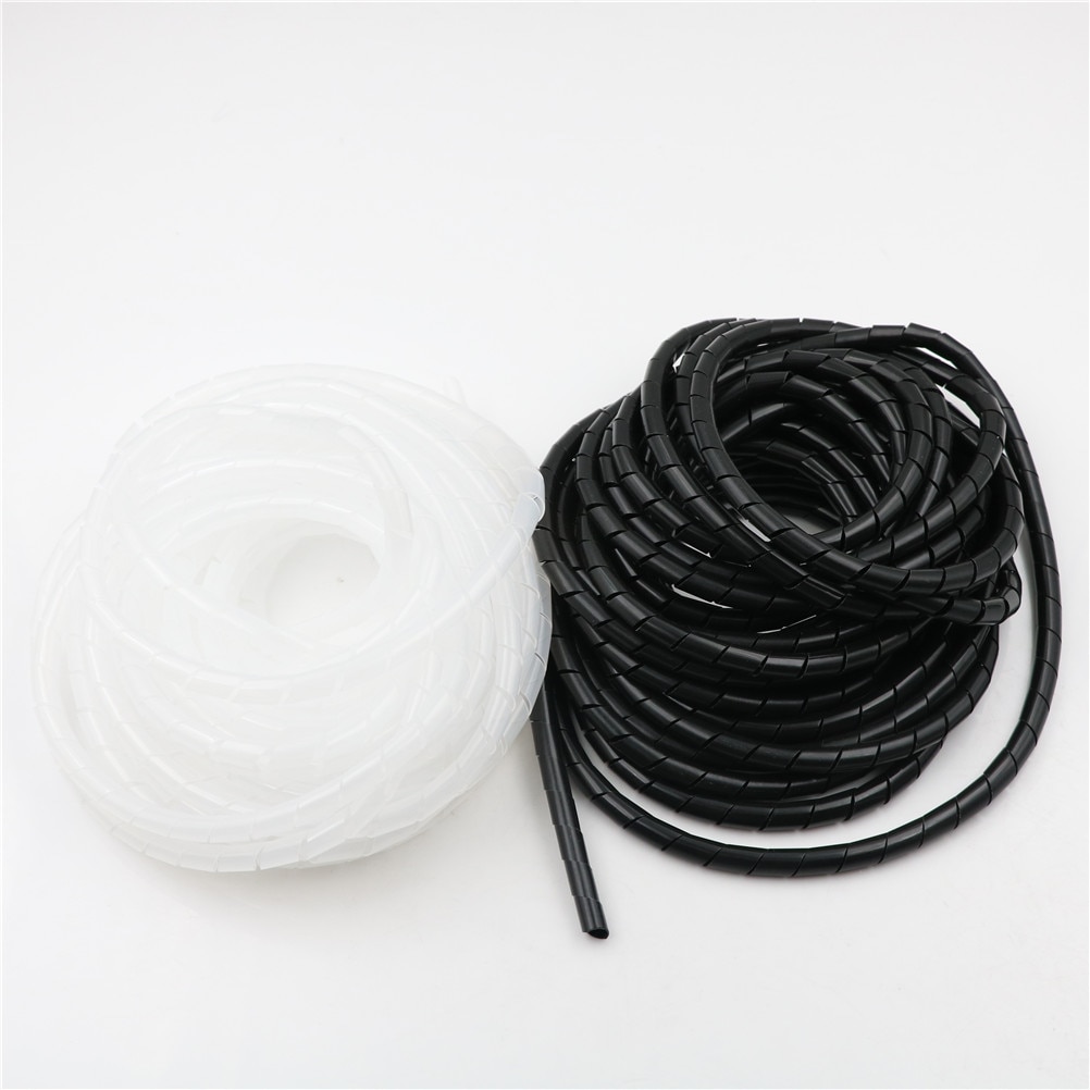 8mm- leder spiral wrap sleeving band sort hvid rør... – Grandado