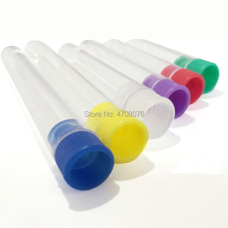 15x150mm 50pcs/lot Plastic test tube with color plug clear lab tube U-shaped bottom PS labware for scientific experiment