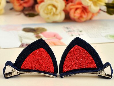 2 pcs Girl hairpin cute three-dimensional sequins cat ears child hairpin cute baby clip hairpin side clip