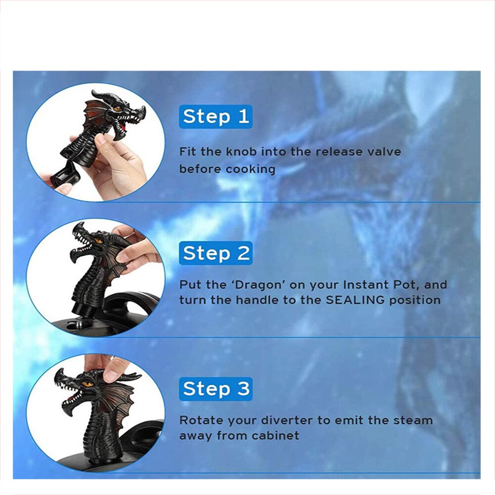 Fire-Breathing Dragon Steam Release Diverter Tool Steam Diverter For Instant Pot|Duo|Smart Pressure Cooker Silicone Accessory