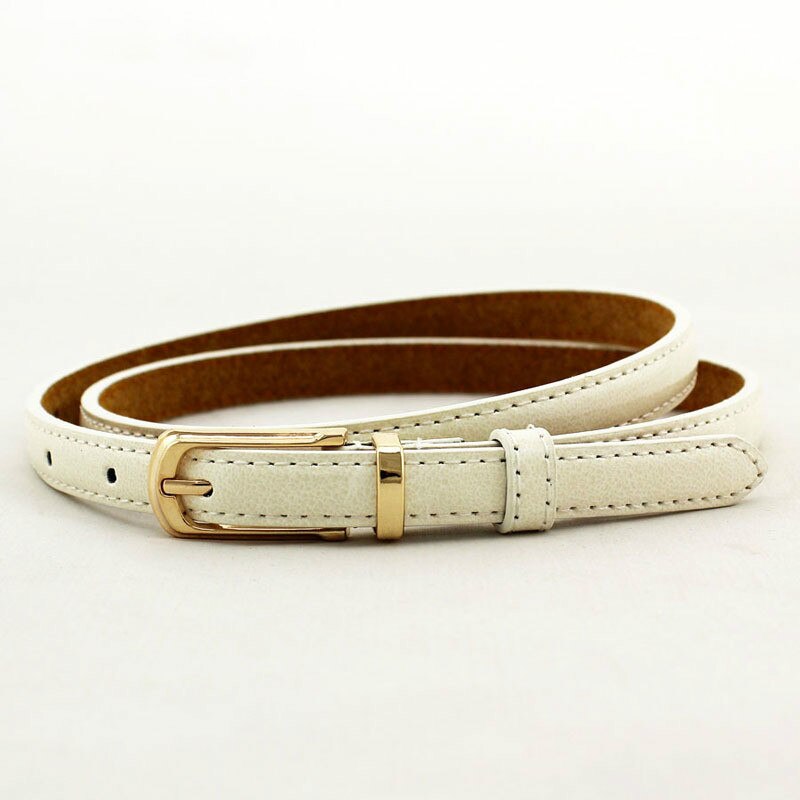 Snoepkleurige metalen gesp dunne casual riem voor dames leren riem vrouwelijke banden tailleband voor kledingaccessoires: Wit