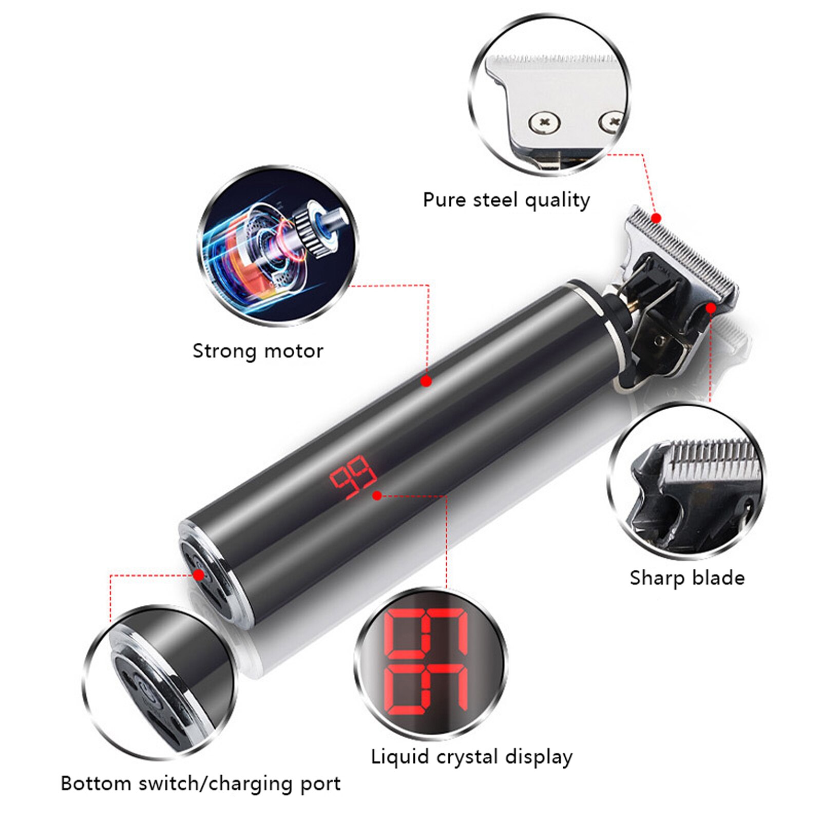 LCD Digital Display Electric Hairdresser Electric Propulsion Electric Hair Cutting Hair Trimmer Rechargeable Hairdresser