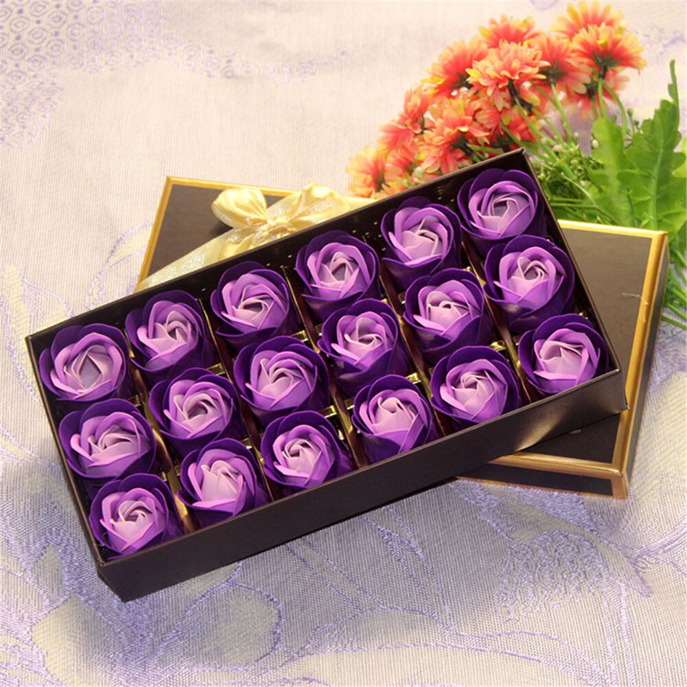 Romantisk rose såpe blomsterhoder kunstige blomster badeblader boks til valentinsdag bryllupsdekorasjon: 3