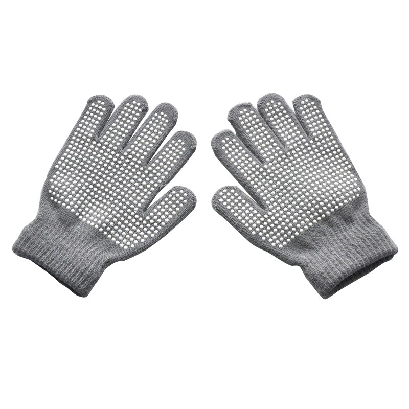 Guanti antiscivolo caldi invernali per bambini particelle di punti per 3-7 anni guanti da equitazione per bambini e ragazze guanti in maglia tinta unita: GRAY