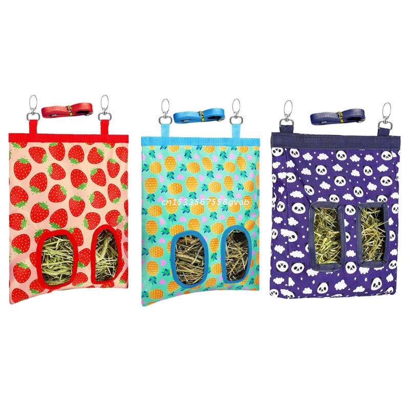 Bolsa alimentador de heno de conejo, sacos de almacenamiento de alimentación de heno, bolsas alimentadoras colgantes,