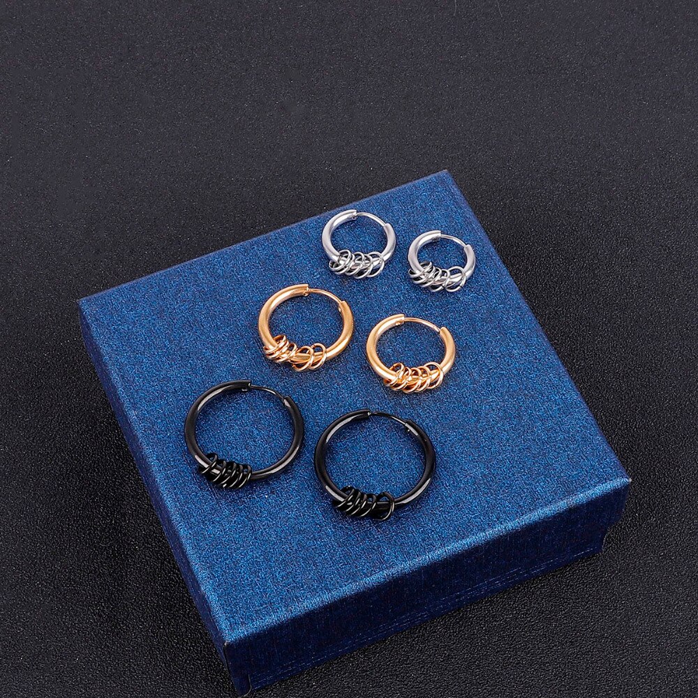 1PC boucles d'oreilles hommes rond titane acier boucles d'oreilles hommes bijoux accessoires Hipster Rock Style Punk cercle boucles d'oreilles hommes