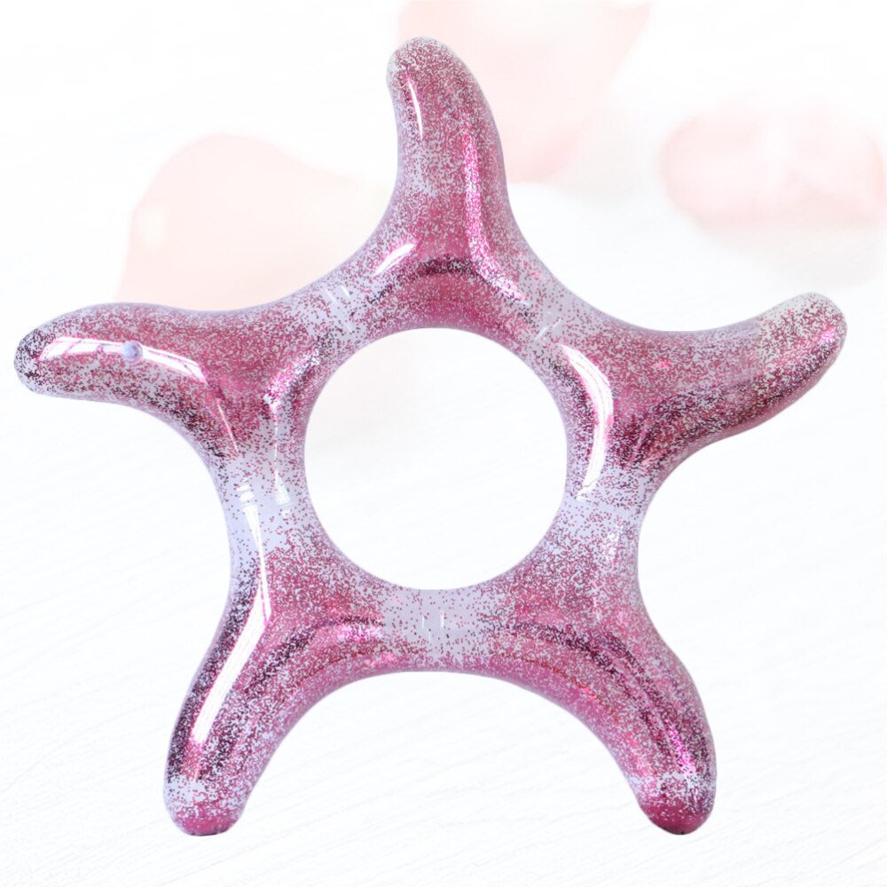 Sea Star Shape Floating Beach Swimming Ring Sequin Floating Inflatable Swimming Ring Mounts Inflatable Ring (Rosy)