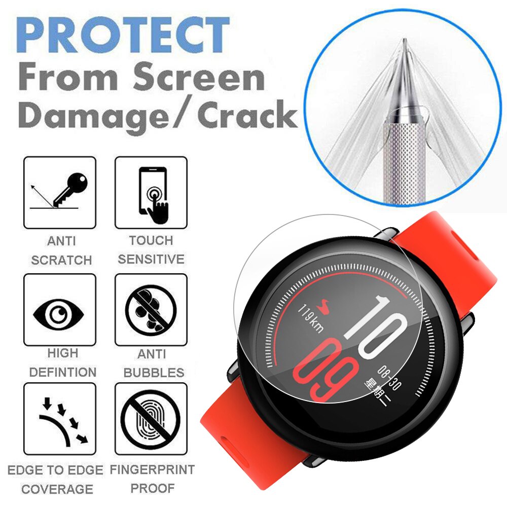 Protector de pantalla de cubierta completa de película de TPU suave para Huami Amazfit Pace Stratos Verge Lite accesorios de reloj inteligente