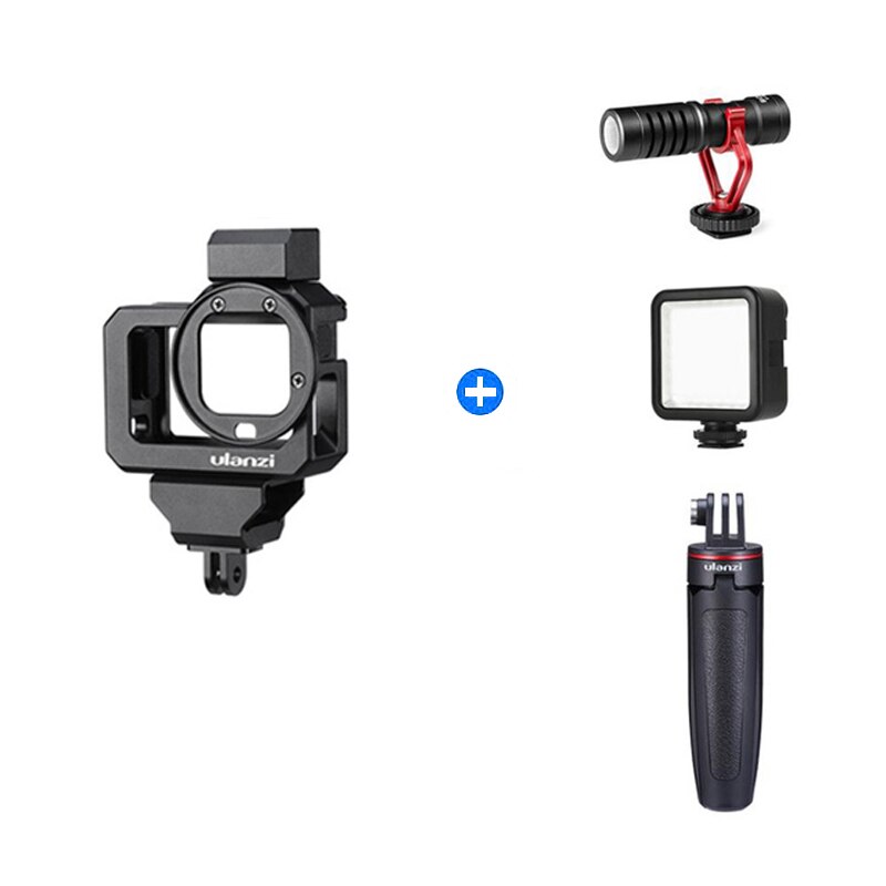 Go Pro 8 Metalen Vlog Case Kooi Voor Gopro Hero Black 8 Verlengen Koude Shoe Mount Voor Microfoon Led Licht sport Camera Batterij Cover