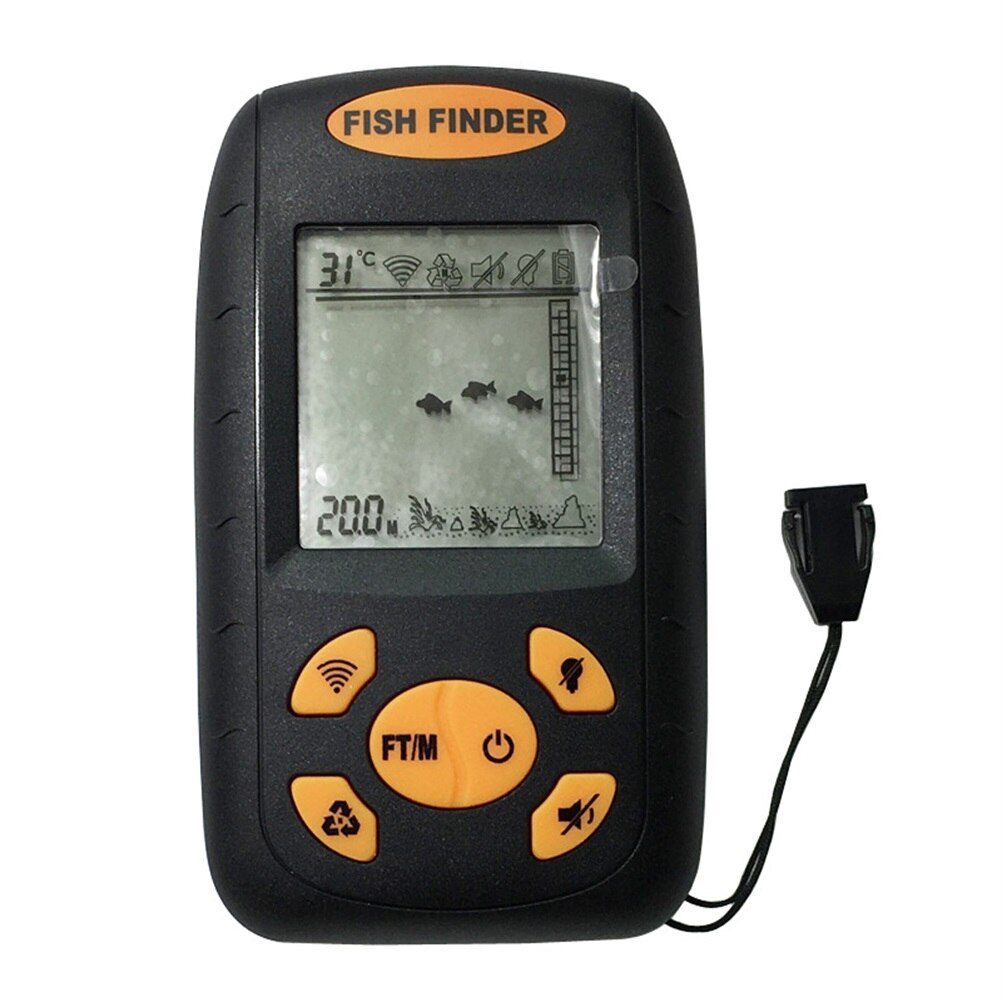 Portable Fish Finder LCD Display Water Depth Temperature Fishfinder with Wired Sonar Sensor Transducer