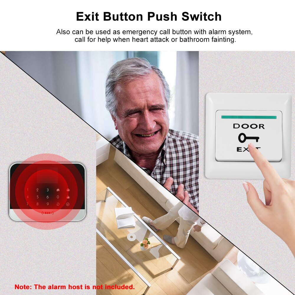 Electronic Door Lock NO COM Lock Sensor Access Control System Emergency Alarm Trigger Switch Stainless Steel Door Exit Button