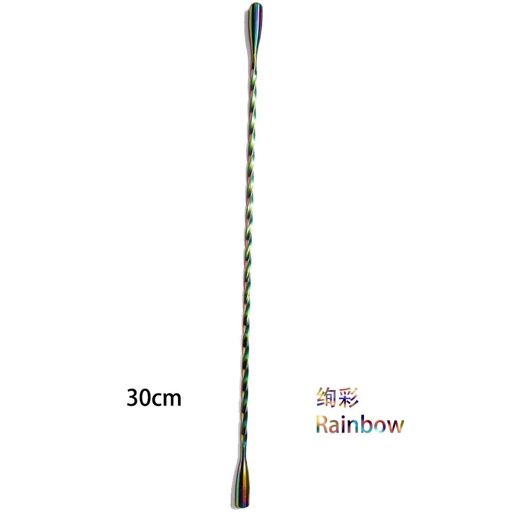 30cm Double Teardrop Stirrer Swizzle Stick 304 Stainless Steel Twisted Mixing Stirrer Bar Tool: 30cm Rainbow