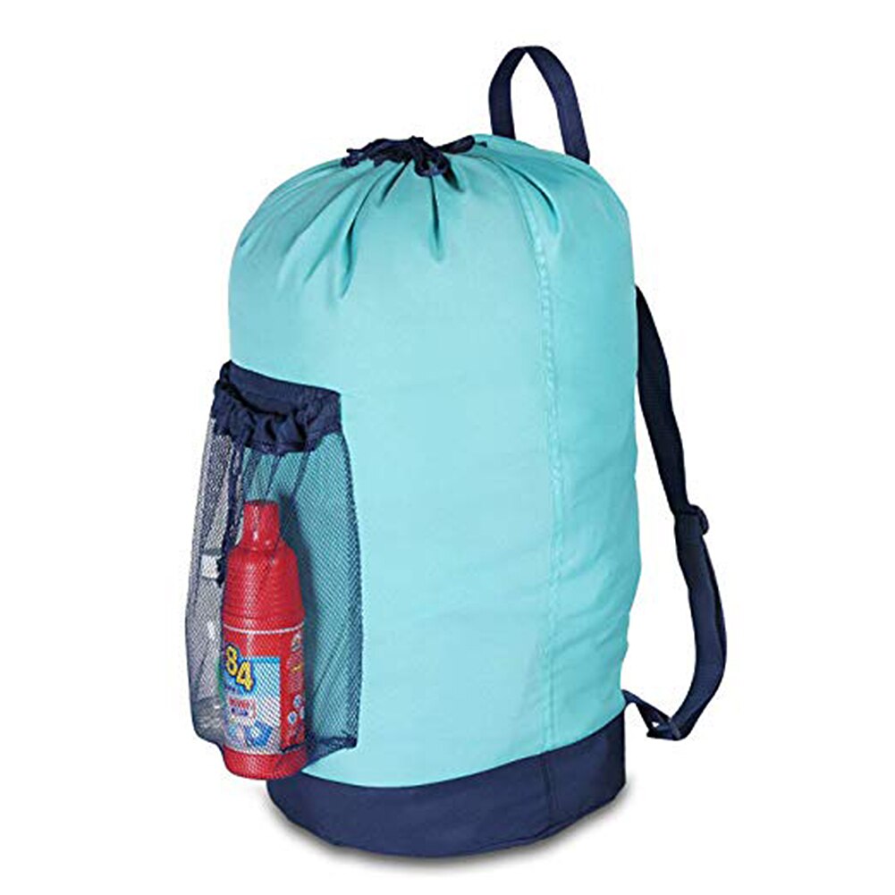 Waszak Mesh Pocket Nylon Rugzak Kleding Wasmand Tas Met Trekkoord Sluiting Voor College Reizen Wasserette N5: Sky Blue