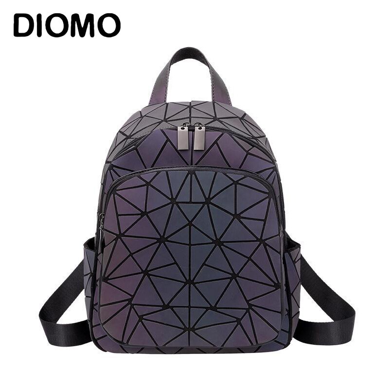 DIOMO 2022 Trend Backpack Purse for Women Preppy Style Small Daypack Geometric Reflective Back Pack for Girls