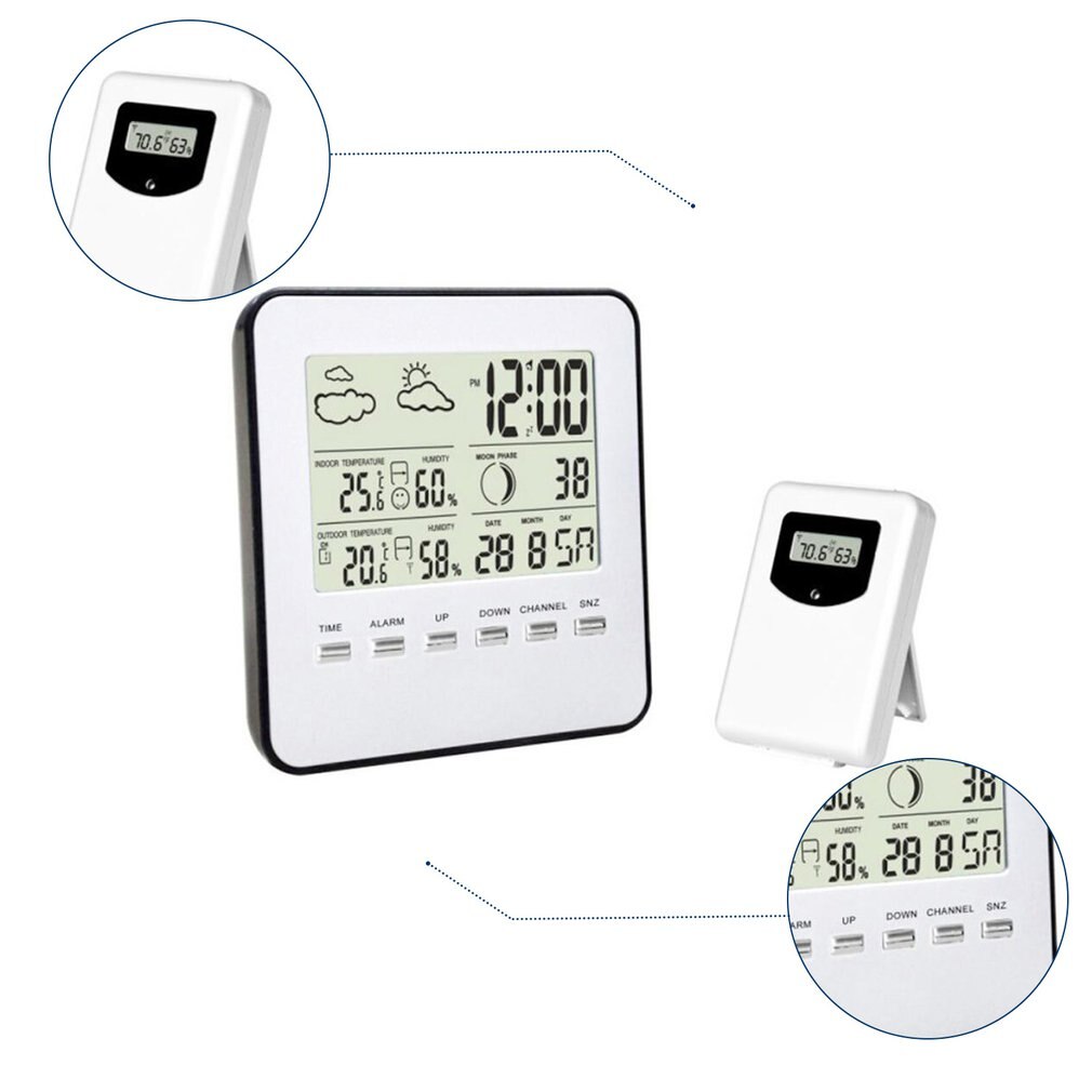 Digital Transparent Display Thermometer Hydrometer Indoor Outdoor Station Temperature And Humidity Meter S3308B