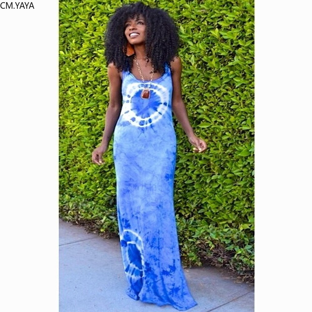 CM.YAYA-vestido largo ajustado de mujer, vestido largo ajustado sin mangas, con estampado de agujeros negros y tirantes finos de mujer para y club nocturno