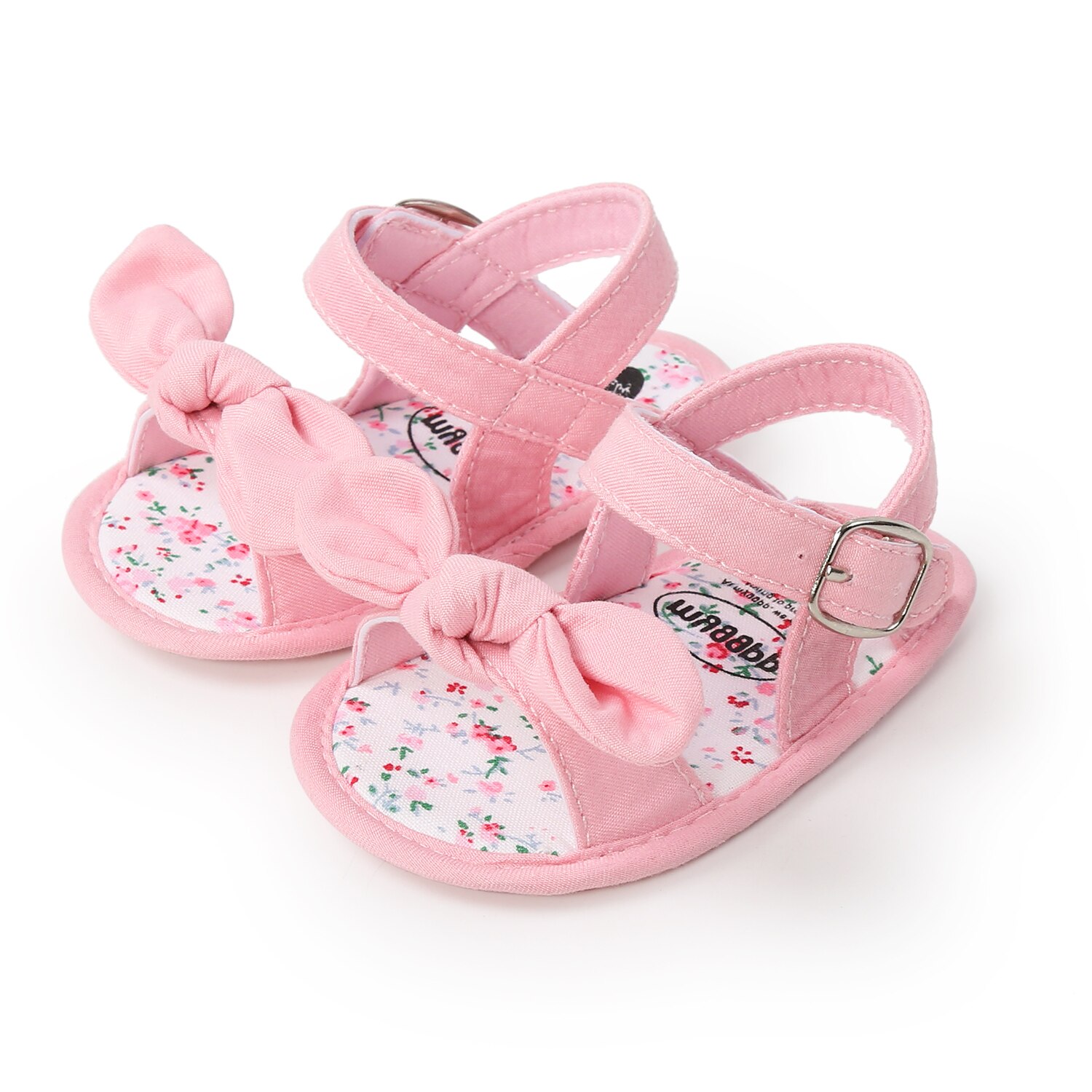 Sommer Infant Anti-slip Flache Schuhe Einfarbig Bownot Weiche Sohle Sandalen für Baby Mädchen: Rosa / 0-6 Monate