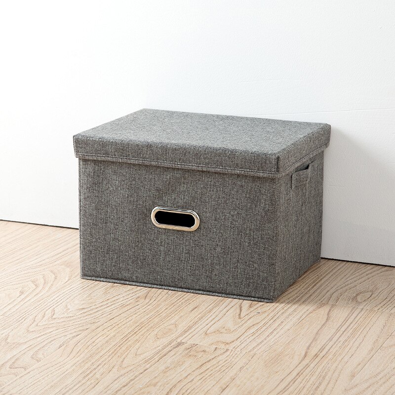 1Pc Opslag Dozen Met Deksels Geen Geur Polyester Stof Duidelijk Opbergmanden Containers Bakken Met Dubbele Cover Organizer 2 size: Gray S 13L