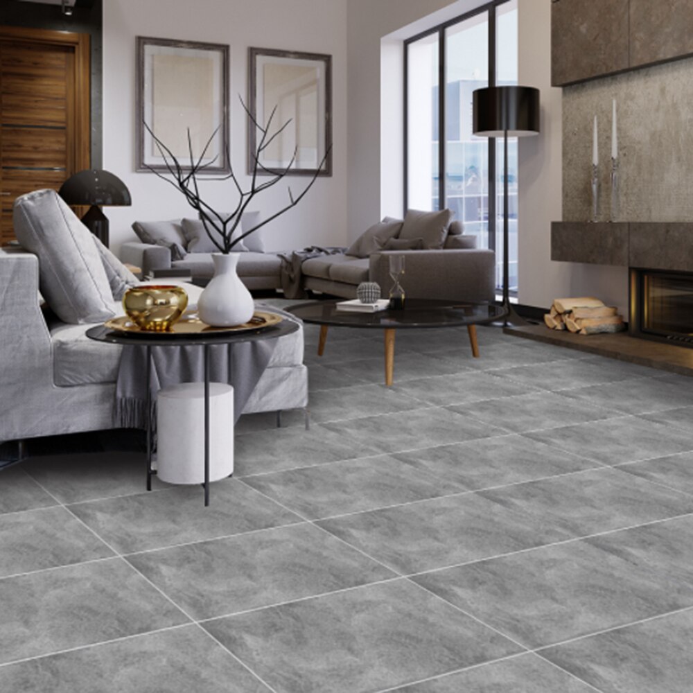 Luxury PVC Gray Cement Self-Adhesive Floor Stickers 30x60cm Waterproof Bath Kitchen Stairs Tile Peel & Stick Wall Sticker