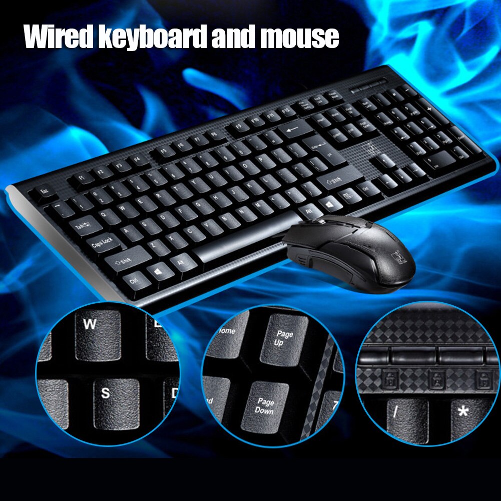 Keyboard Mouse Set Wired Universal for Home Office Computer Desktop PC ND998