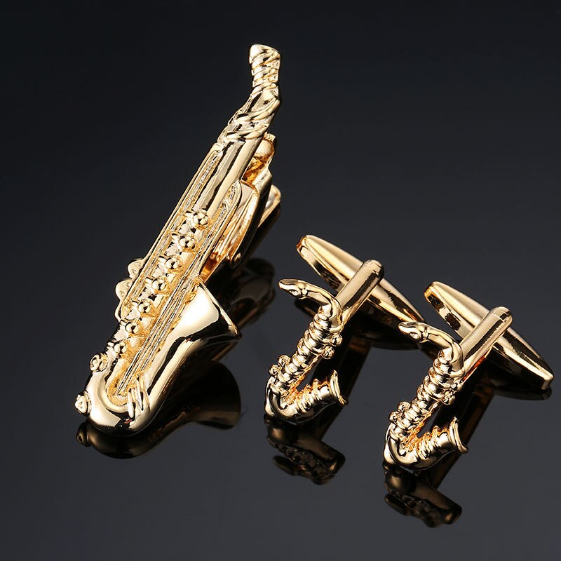 Novelty Cuff links necktie clip for tie pin for men's Hand engraving tie bars cufflinks tie clip set Jewelry: 13
