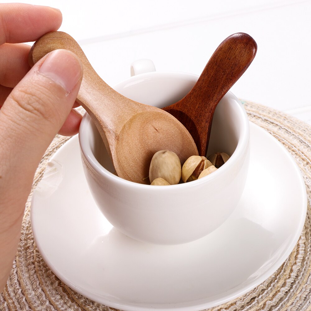 1PC Kitchen Gadgets Condiment Scoop Coffee Tea Small Mini Sugar Spoon Salt Wood Spoons Flatware Cooking Tools Kitchen Utensils