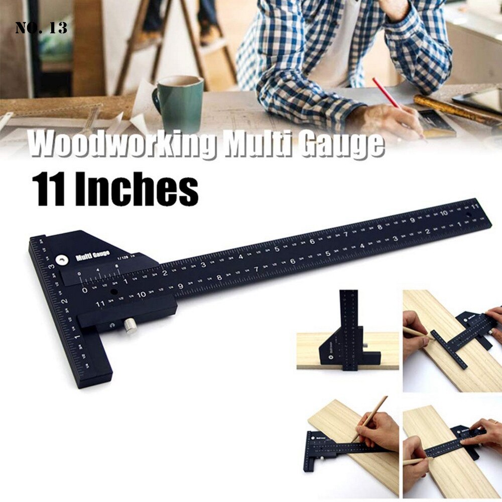 T-shaped Marking Ruler Multifunction Woodworking Marking Tool DIY High-precision T Type Woodworking Gauge Carpenter Rulers Black