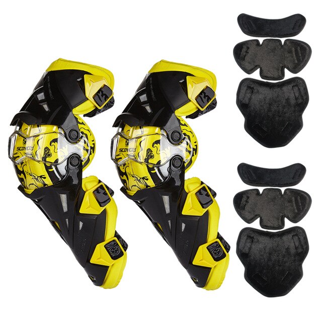 SCOYCO Motorcycle Knee Protector Motorcycle Protection Knee Protector Motocross Riding Racing Protective Guards Moto Protection: K12 Yellow 2