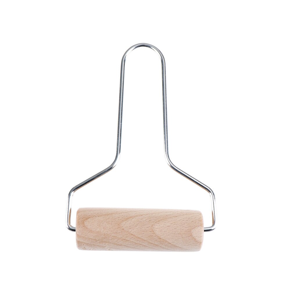 1Pc 15*8.3cm Wood Clay Roller Pottery Rolling Pin Modelling Tool Stainless Steel Handle Tool