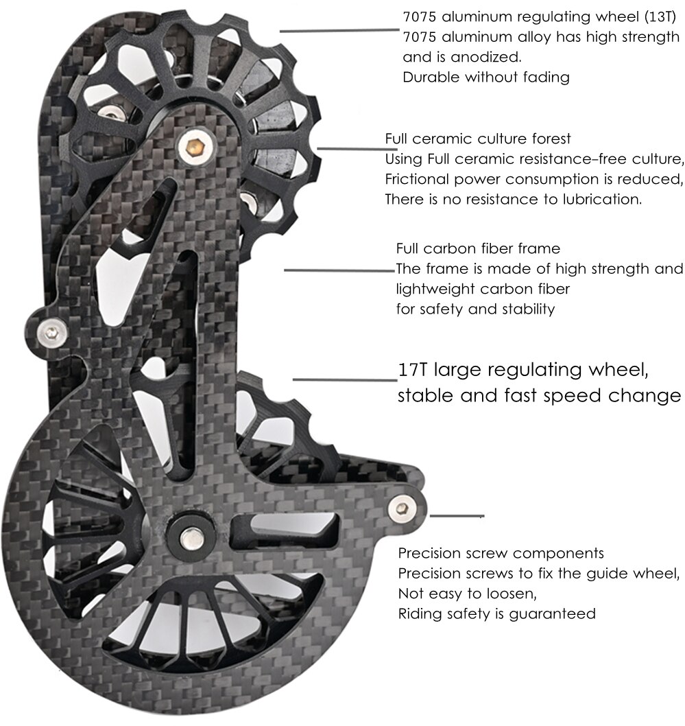 Bicycle Carbon Fiber Ceramic Rear Derailleur 17T Pulley Guide Wheel For 6800 R7000 R8000 R9100 R9000 Bicycle Accessories