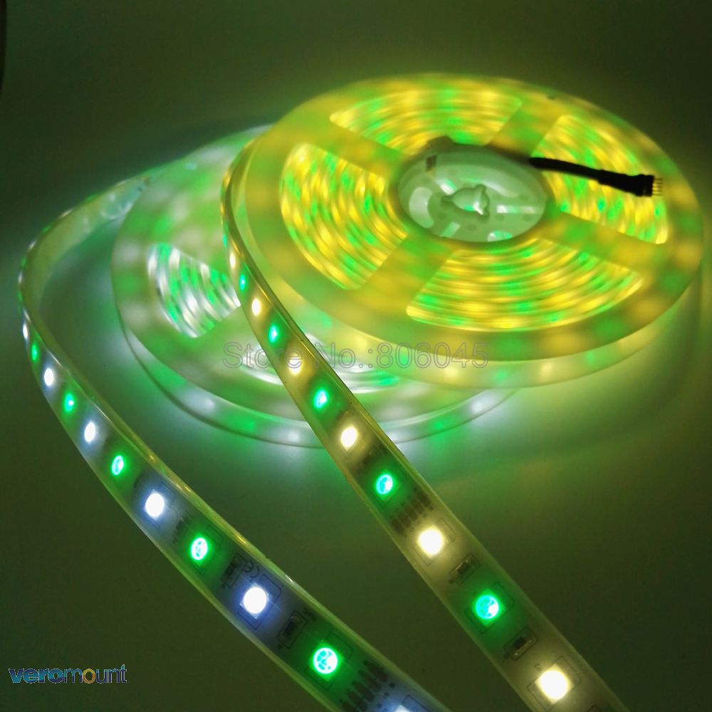 12V 5050 Rgbw Rgbww Led Strip 60Leds/M 5M Met Mini 21Key Rf Wifi Afstandsbediening alexa Google Voice Control + Voeding