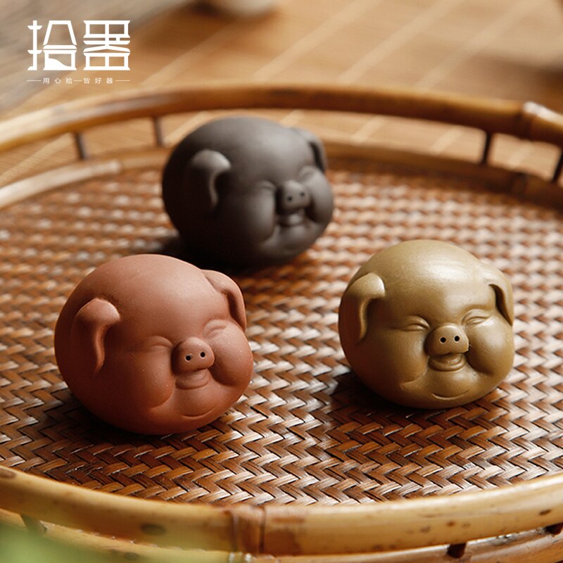 Plateau à thé en forme de cochon, sable violet, décoration de table pour animaux de compagnie, boutique, peut soulever le thé aux couleurs changeantes, jouer à l'art du thé, accessoires