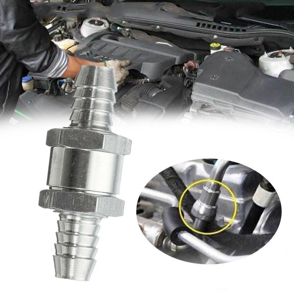 VooGenzek 2 STUKS Aluminium Benzine Eenrichtingsklep, 8mm Terugslagklep, Aluminium Brandstof Terugslagklep, met 6 STUKS Veerklem, voor Benzine, Dieselolie, Water, Chroom, Auto, Carburateur