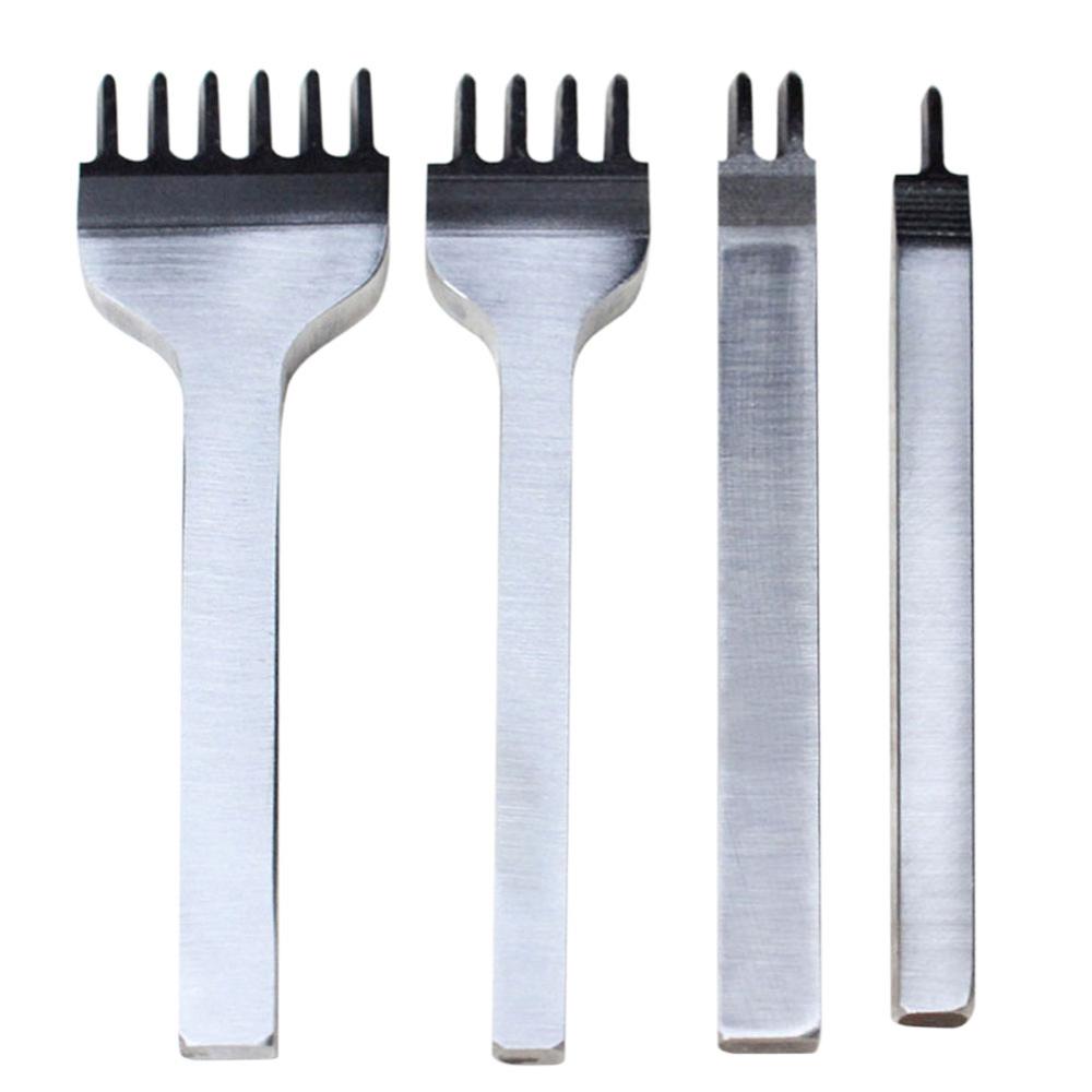 10 Pçs/set Aço Couro Oco Soco Ferramentas De Couro Cinto Buraco Ferramentas de Perfuração 1 + 2 + 4 + 6 Prong para Couro Craft: E 5mm  4Pcs