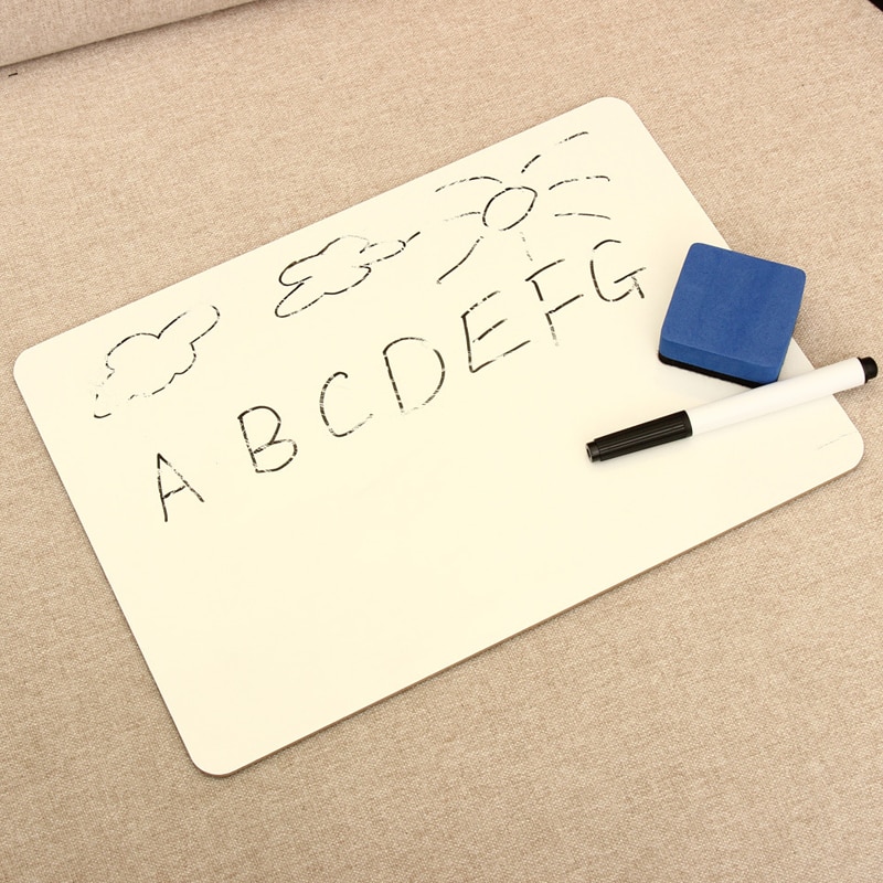 Juego de pizarras de borrado en seco pizarra blanca pequeña de doble cara con 1 pizarra blanca de 9*12 pulgadas, 1 marcador, 1 borrador para profesores, estudiantes