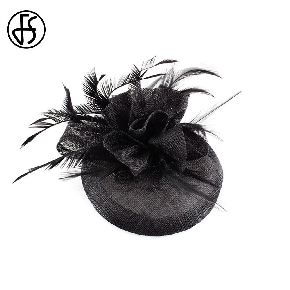 FS Ladies Hats Fascinator Feather Wedding Hat British Retro Top Hat Bridal Church Fedora Pillbox Hat Chapeau Femme