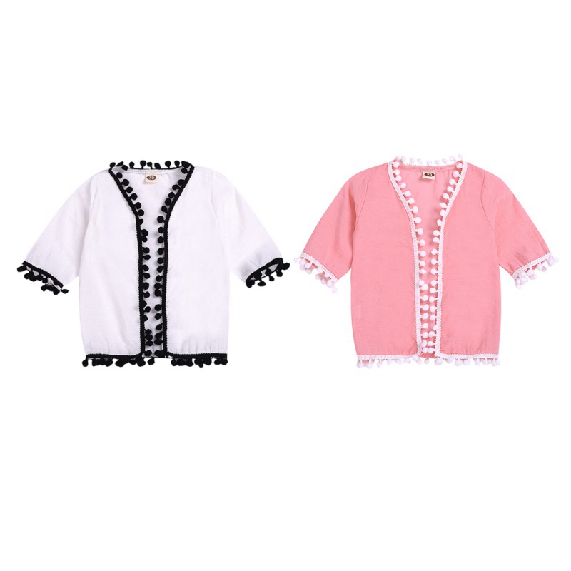 Sommer freundlicher Mädchen Sonnenschutz Jacke Spitzen Halbe Hülse Quaste Bluse Anti UV Kleinkind lässig Kleidung 0-3 jahre