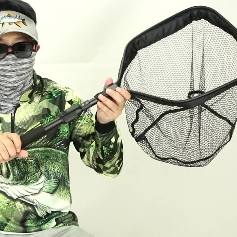 Portable Fishing Net Aluminum Folding Fishing Landing Net Trap Mesh Tackle Gear for Fisherman Angler Fish Tool