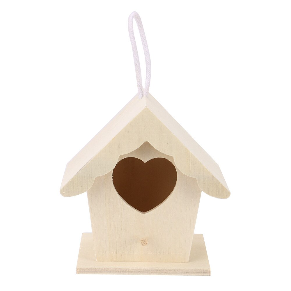 1pc fuglehus i tre for barn fuglebur reir dox reirhus fuglehus fuglekasse to lag rundt hull dekorativt