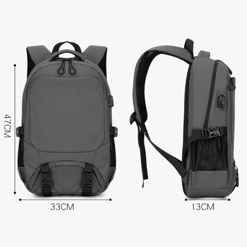 Large Capacity Men Backpack Gray USB Outdoor Casual University Student High School Bag for Teenage Boys