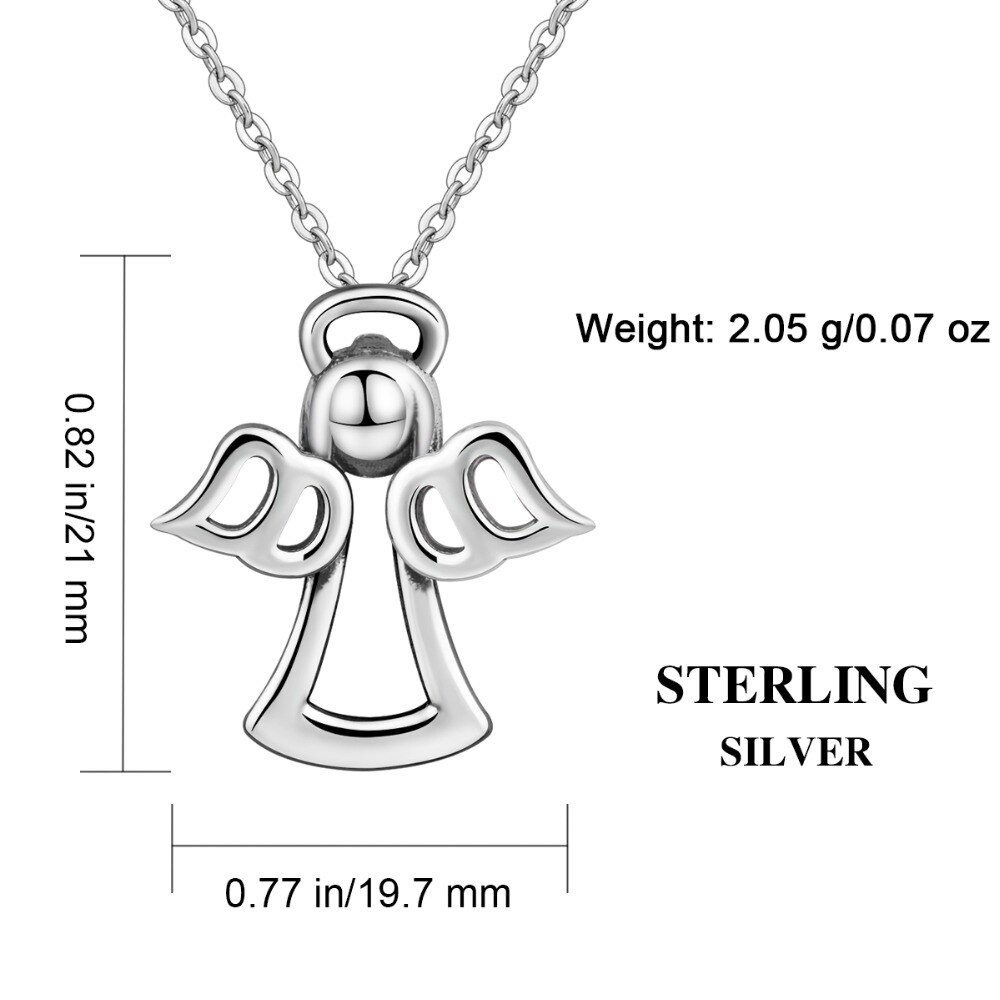 EUDORA 925 Sterling Silber Wächter Engel Herz Feder Anhänger Halskette Mädchen Halskette Kragen Silber Schmuck Valentinstag