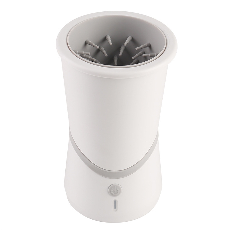 Lavadora de pies para mascotas, limpiador eléctrico de patas para mascotas, taza de limpieza automática de pies para mascotas, limpiador portátil rápido de poco ruido para patas de perros y gatos: Gris claro