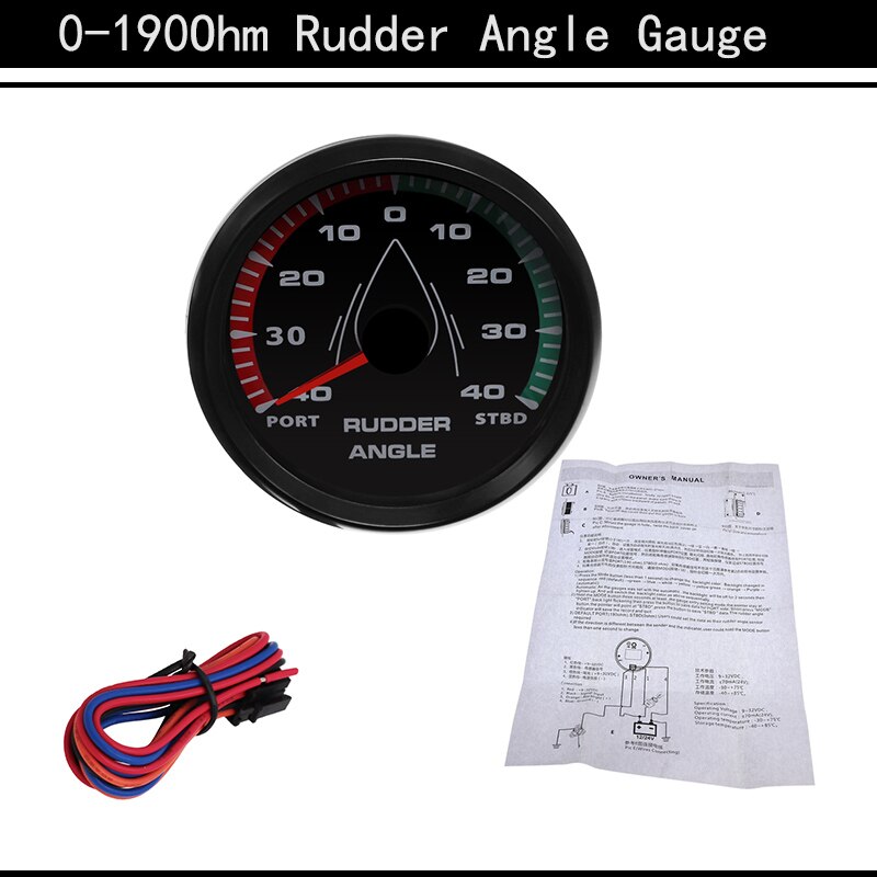 1Pcs 0-190 Ohm Rudder Angle Indicator 85MM 8 Colors Backlight Marine Rudder Angle Meter Waterproof Instrument For Boat Marine