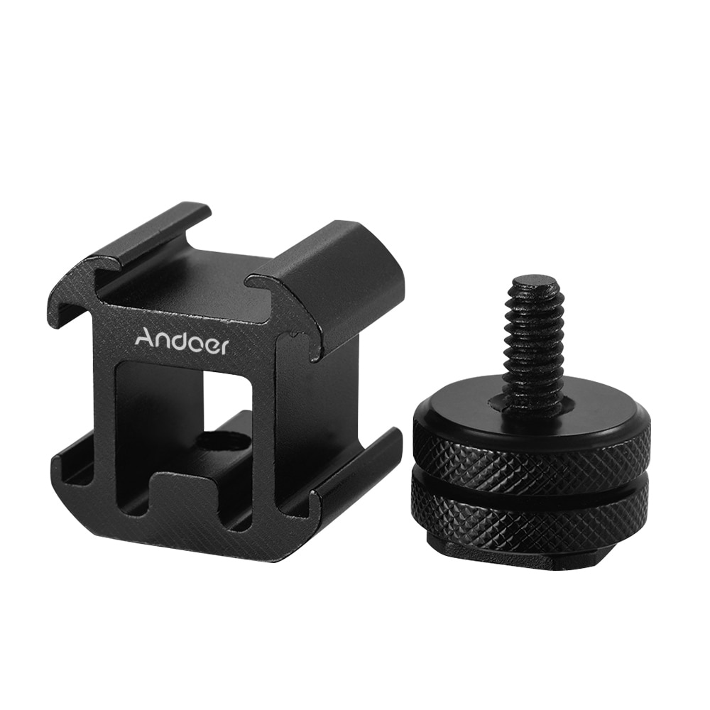 Andoer 3 Cold Shoe Microphone Monitor Mount Adapter On-Camera LED Video Light Mount Adapter for Canon Nikon Sony DSLR Camera