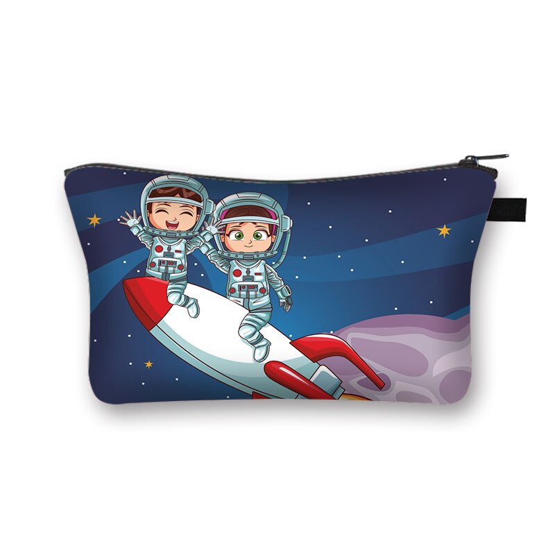 Astronauta/Spaceship kosmetyczka gwiaździsta noc Galaxy chłopcy dziewczęta kosmetyczki szminka etui damskie przenośne Mini portfel: shzbmarscw12