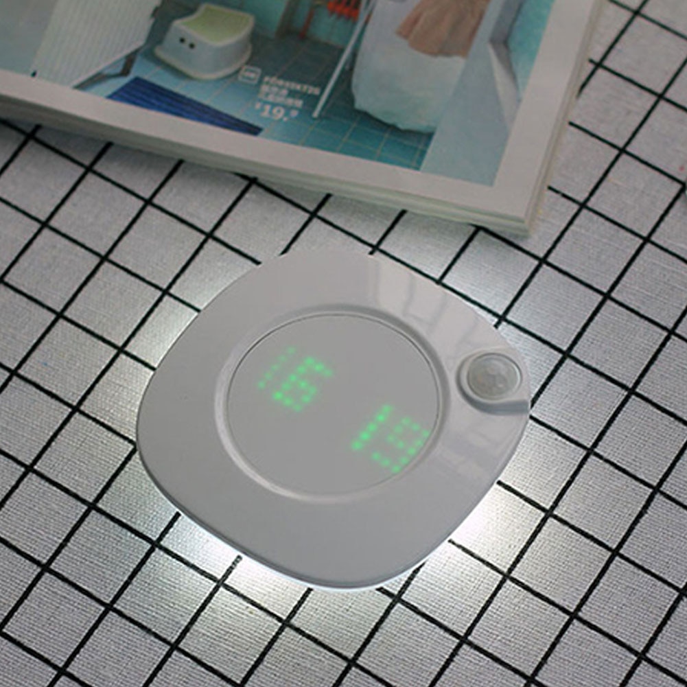 Lámpara LED con Sensor de movimiento, luz nocturna con pantalla Digital de hora, reloj para dormitorio y baño