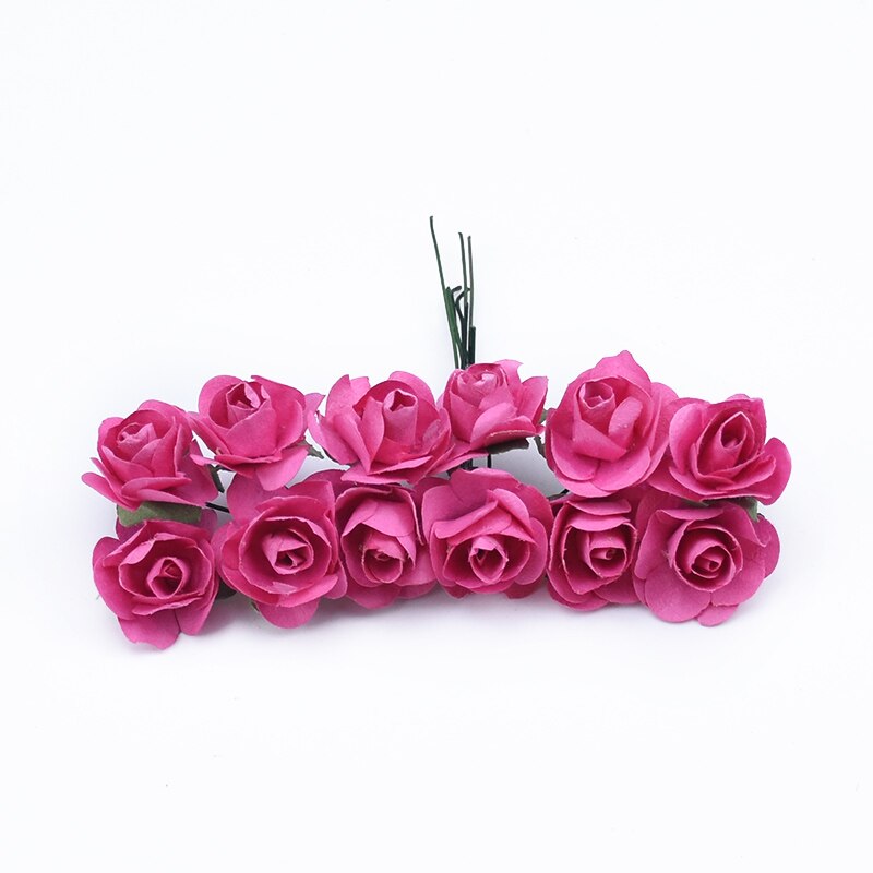 72 stykker mini papir blomster gør-det-selv slik æske bryllup brude tilbehør clearance julekrans billige kunstige blomster: 4