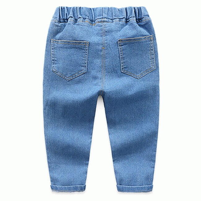 Enfant en bas âge garçons jean dessin animé imprimé Denim pantalon pour filles de enfants pantalons décontractés enfants couleur unie doux pantalon