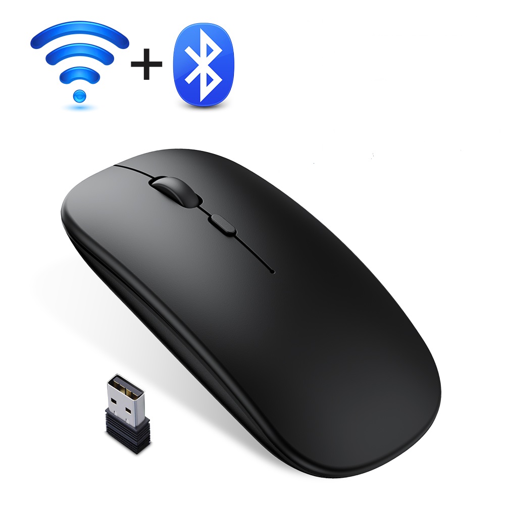 Bluetooth Draadloze Muis Computer Muis Usb Oplaadbare Muis Wirelesss Stille Mause Optical Gamer Muizen Voor Laptop Ipad Telefoon: Bluetooth Blcak
